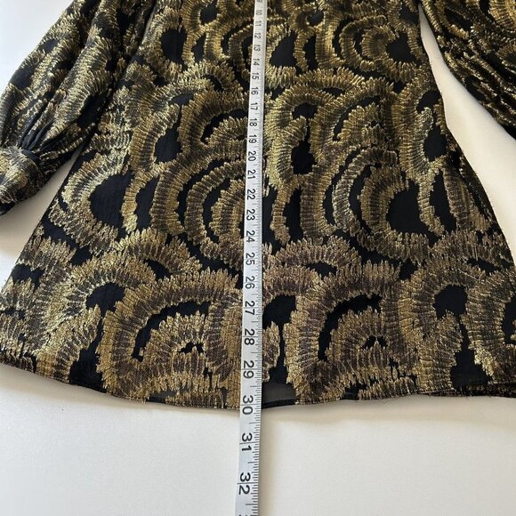 Milly Women's Silk Gold Black Cocktail Evening Mini Dress Size 2 - Picture 7 of 12